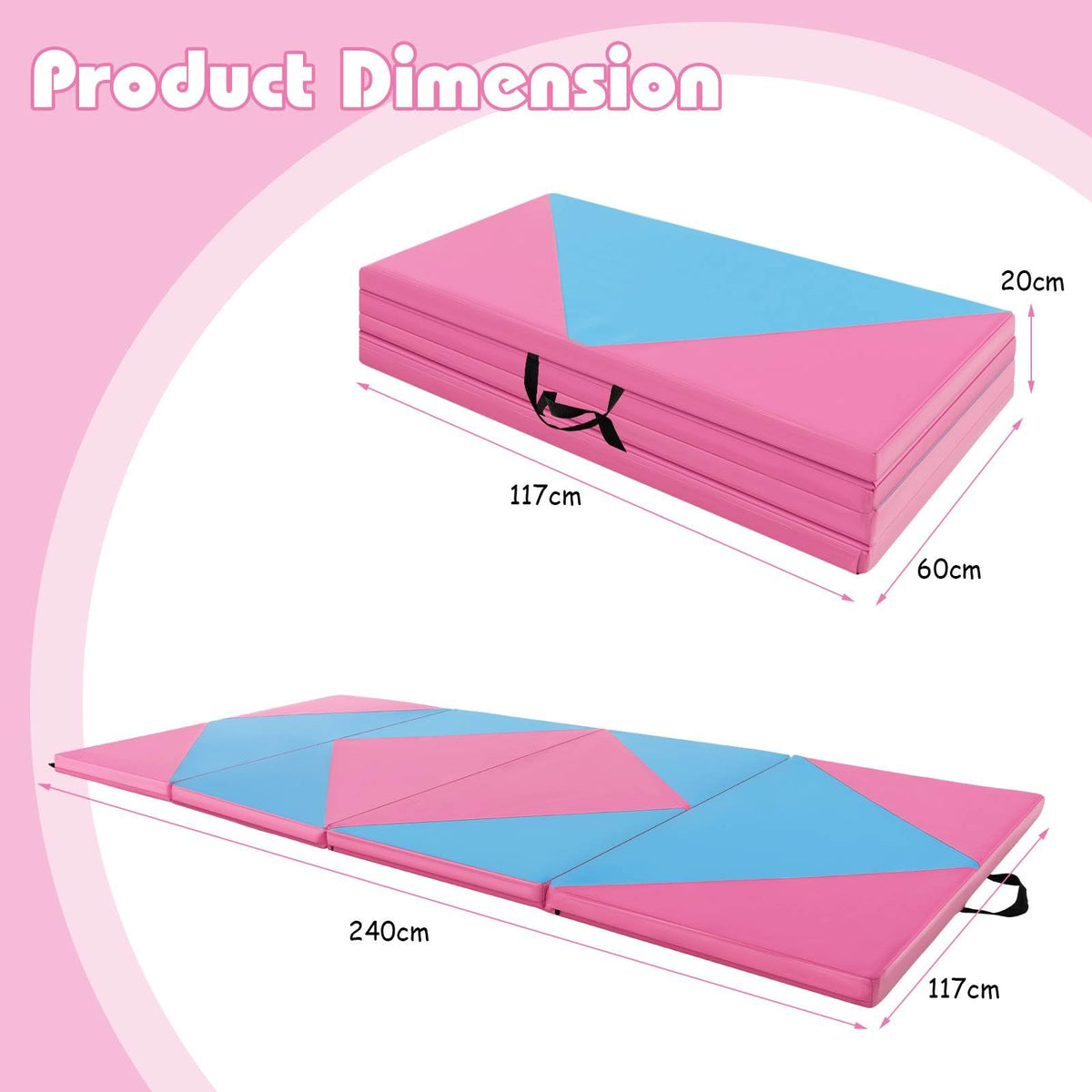 117 x 60 x 20 cm Gymnastics Mat, 4-fold Tumbling Mat