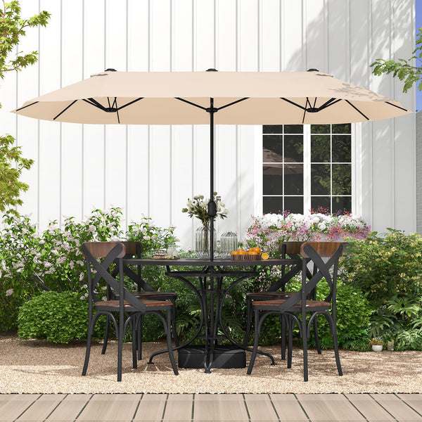 4 M Double-sided Patio Umbrella, Extra Large Twin Table Umbrella w/Crank Handle