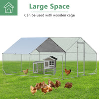 Large Spire-Shaped Chicken Coop, Galvanized Metal Hen House with Waterproof & Sun-protective Cover