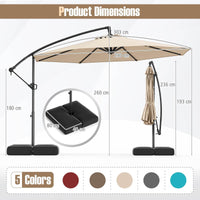 3M Offset Hanging Umbrella with Base Patio Cantilever Umbrella