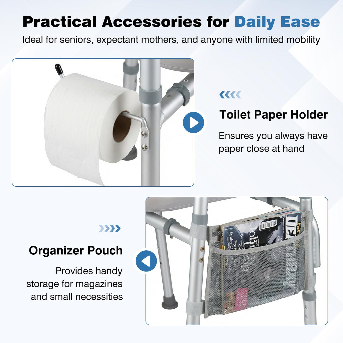 Raised Toilet Seat with Handles, Height & Width Adjustable Elevated Toilet Seat Riser