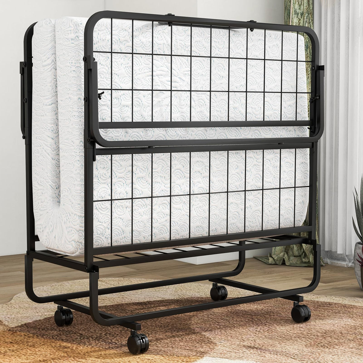 Single Size Folding Bed with Memory Foam Mattress & Pillow