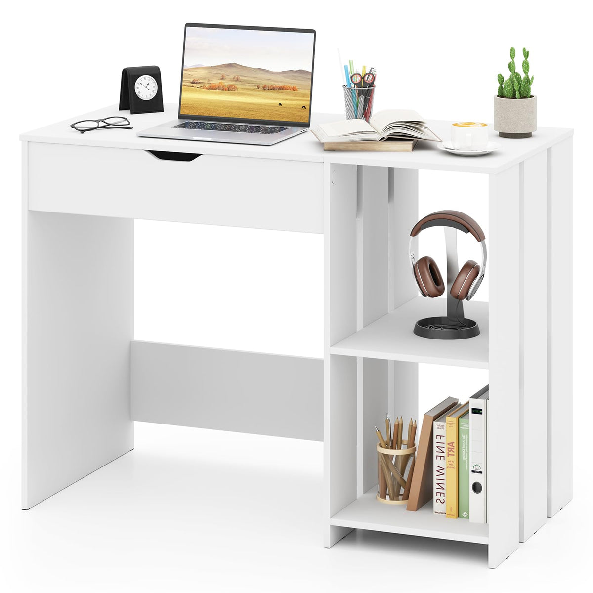 Giantex Lift Top Computer Desk, Modern Office Laptop Desk