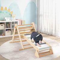 3-in-1 Pikler Triangle Climbing Set with Dual-Side Ramp and Adjustable Climbing Triangle