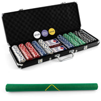 500 PCS Casino Poker Chip Set Texas Holdem Poker Chips w/Lockable Aluminum Case