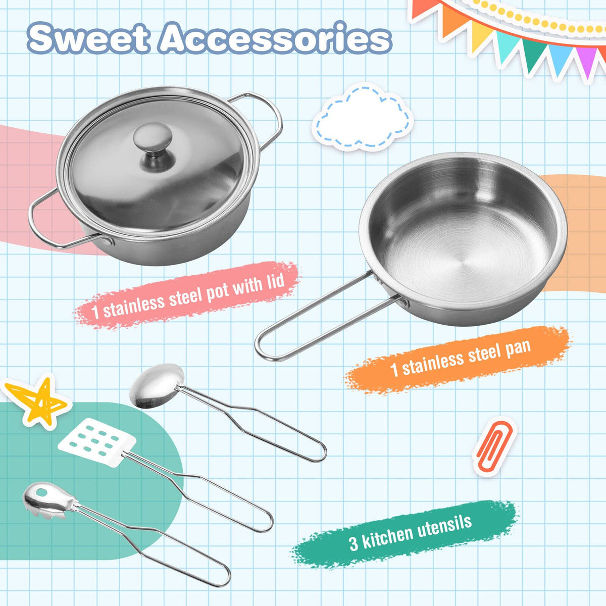 Wooden Play Kitchen with Stove for Toddlers