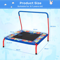 36” Square Toddler Trampoline, 150kg Load Mini Kids Trampoline W/Foam Covered Handle & Safety Padded Cover