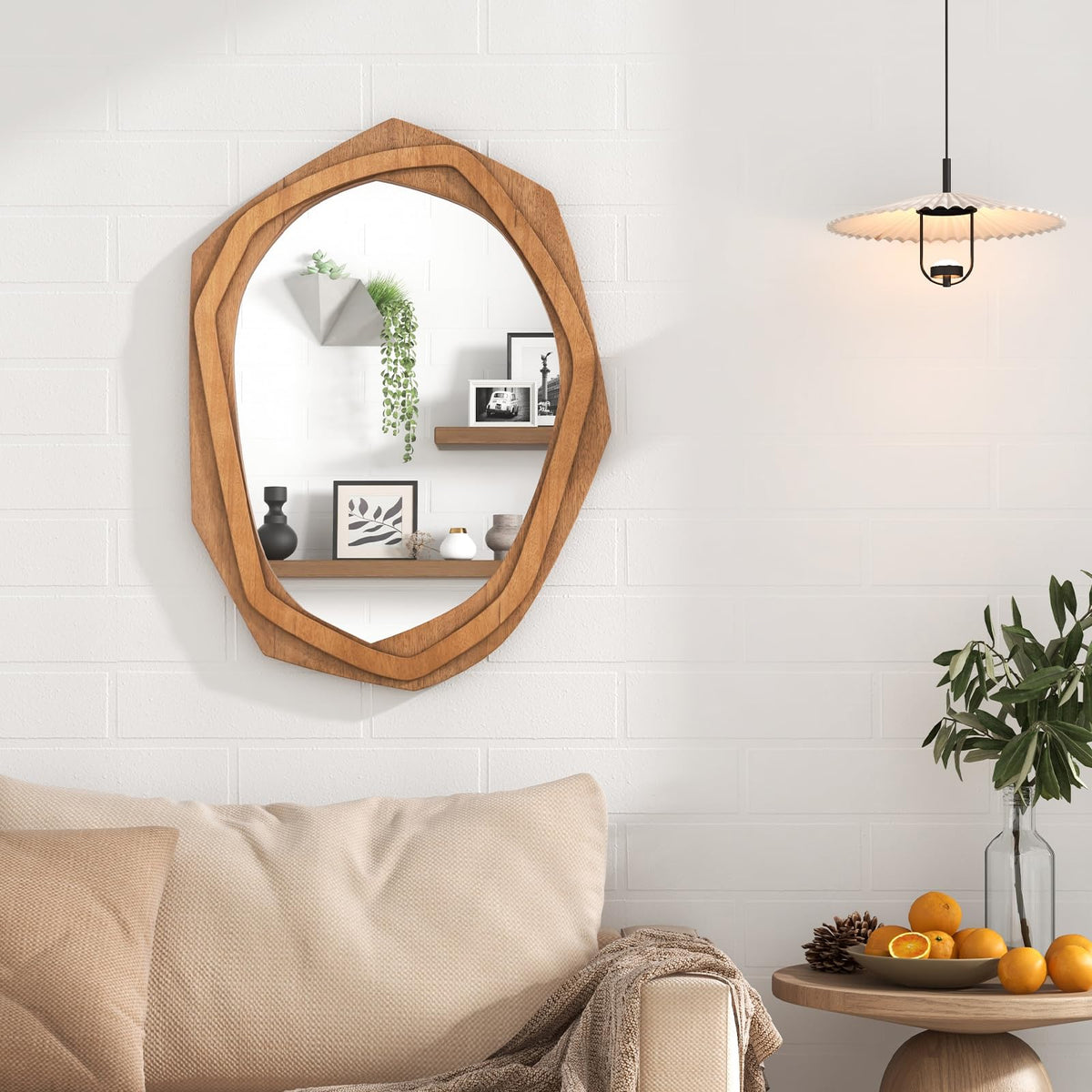 90 x 66 cm Irregular Framed Water Proof Wall Mirror with Expansion Screws