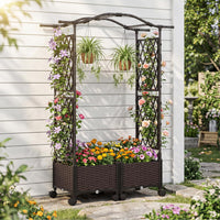 Self-Watering Planter Boxes w/Lattice Trellis & Roof
