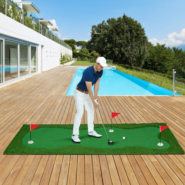 300 cm x 100 cm Golf Putting Green, Professional Golf Training Mat w/ 2 Golf Balls