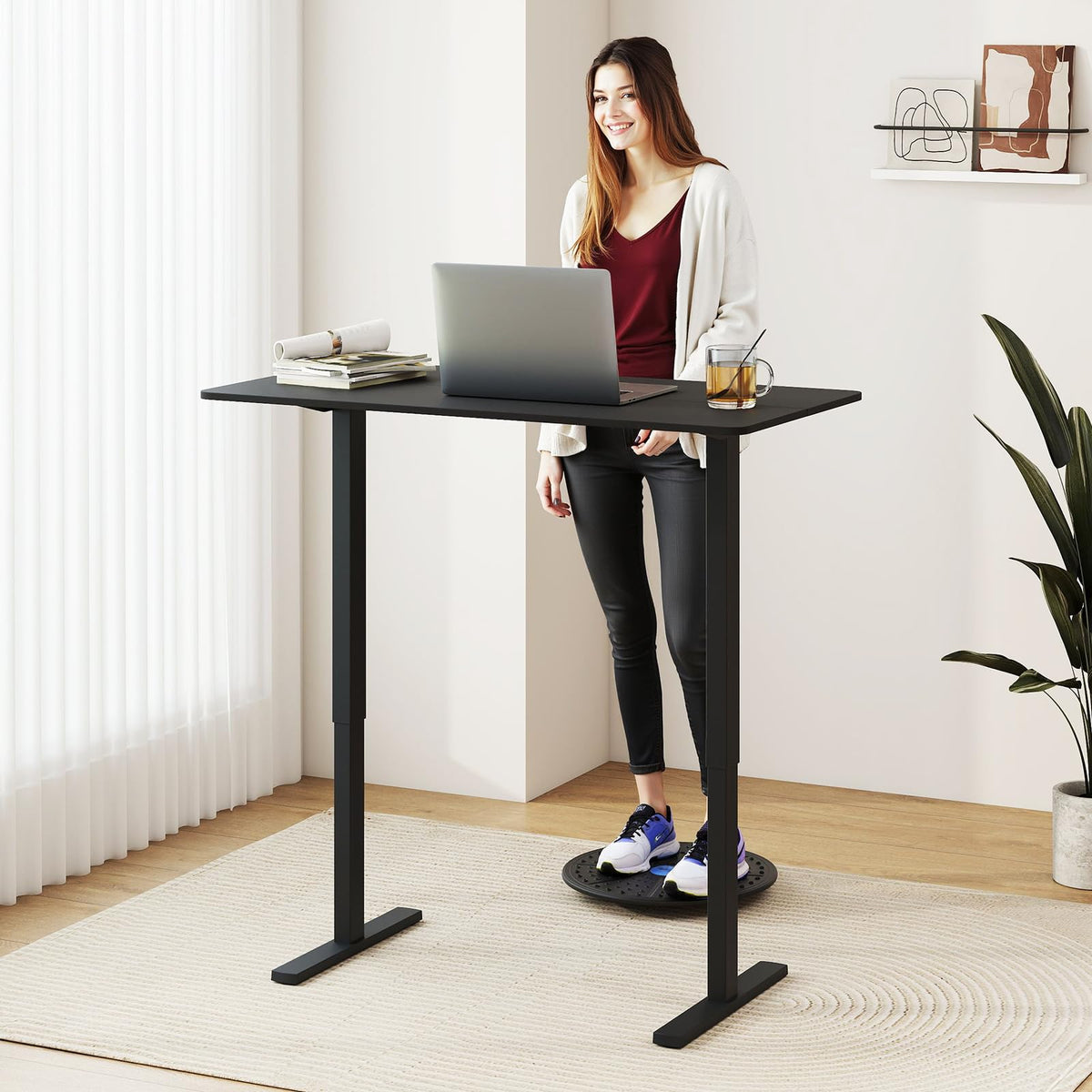 Electric Standing Desk with 3 Memory Height Settings and 2 Hanging Hook