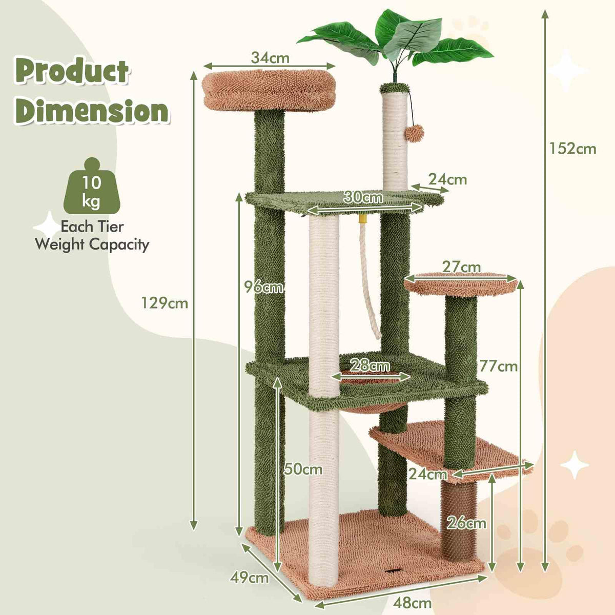 Cat Tree For Dogs 1.5m Multi-Level Cat Tree for Indoor Cats, Cute Cat Tower – Giantex.au