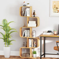 Bamboo Bookshelf with 5 Open Cubes