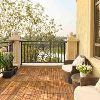 27 Pieces Acacia Wood Interlocking Patio Deck Tile Indoor Outdoor