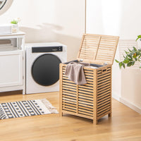 80L Bamboo Laundry Hamper with Liner and Handles