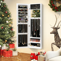 Wall/Door Mounted Jewelry Armoire with Storage Shelves and 2 Hanging Hook