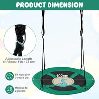 100cm Saucer Tree Swing with Adjustable Ropes and Carabiners for Kids