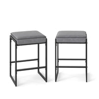 26 Inch Bar Stools Set of 2 with Faux Leather Upholstered Seat for Dining Room