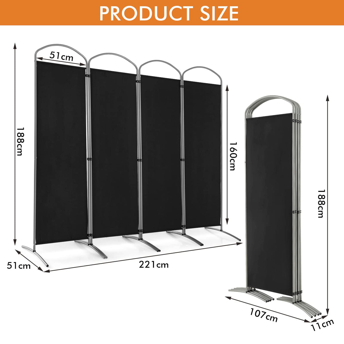 Giantex 4-Panel Room Divider, Folding Privacy Screen