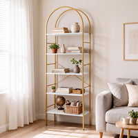 GIANTEX 5-Tier Arched Bookcase with Open Wooden Shelves