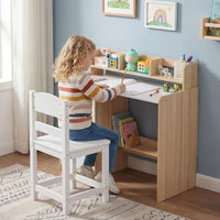 Kids Study Desk and Chair Set, Wooden Children Writing Desk