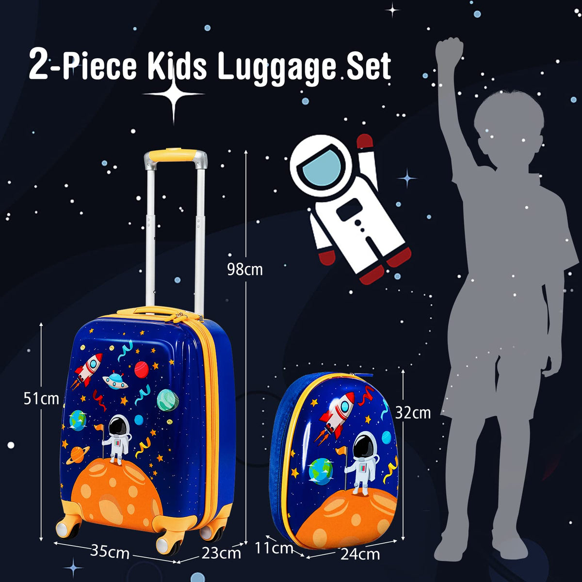 Giantex 2Pc 13"+16"/18" Kids Carry On Luggage Set