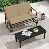 2-Person Outdoor Glider Bench Patio Gliding Loveseat with Breathable Fabric Seat