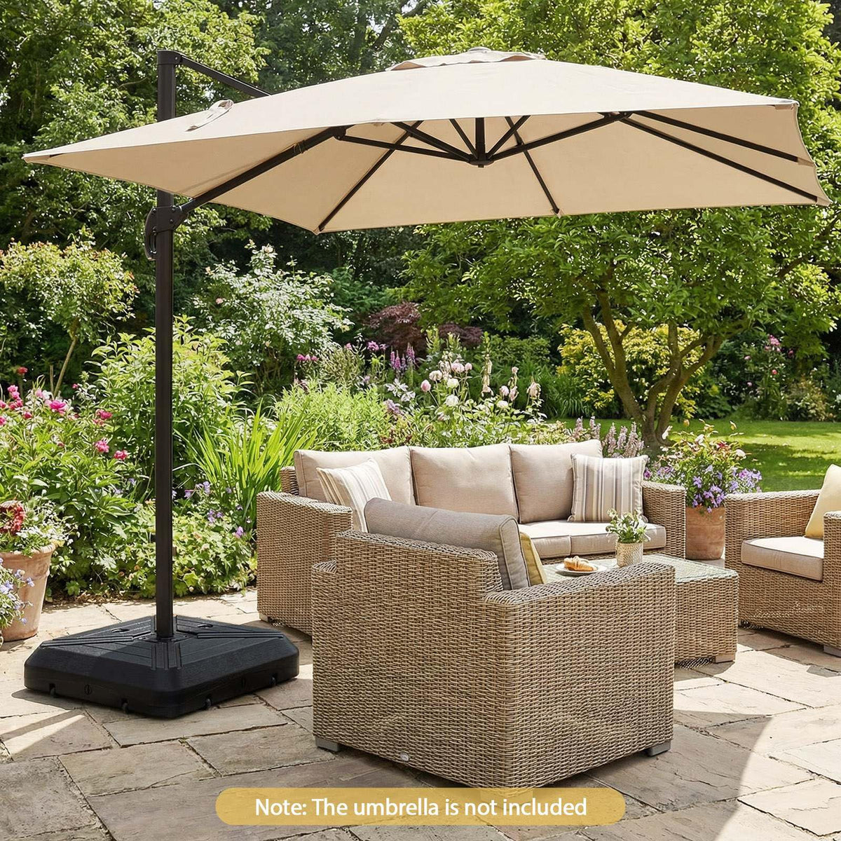 Cantilever Offset Umbrella Base w/Wheels,Heavy-Duty Patio Umbrella Weight Stand