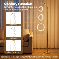 3-Circle Dimmable LED Floor Lamp with Foot Switch & 3 Color Temperatures for Room