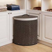 Giantex Corner Bamboo Laundry Hamper w/Lid, 57 L Capacity Clothes Hamper