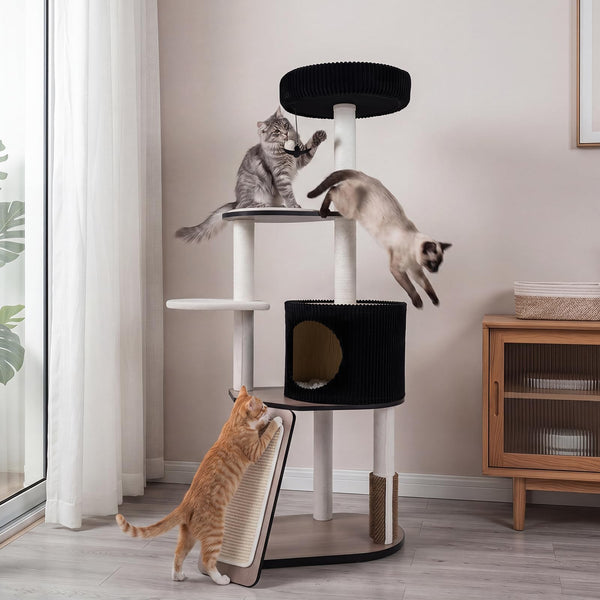 Large Cat Tree Tower with Condo Scratching Posts and Ramp for Cats