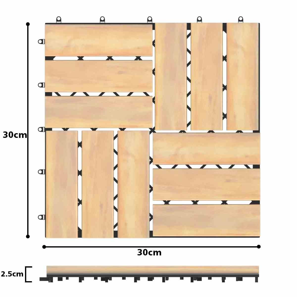 27 Pieces Acacia Wood Interlocking Patio Deck Tile Indoor Outdoor