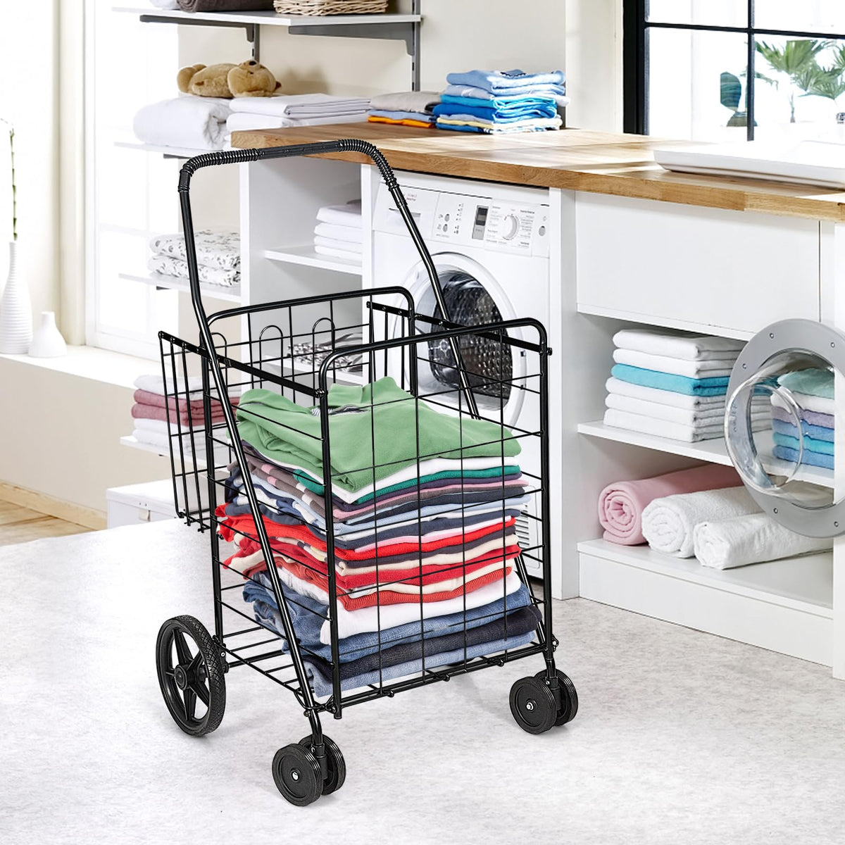 Giantex Folding Shopping Cart, 61D x 61W x 101H