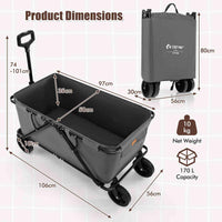 Heavy-Duty Wagon Cart with Adjustable Handlebar and Storage Pocket