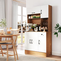 Giantex 167cm Tall Pantry Cabinet w/Hutch & Power Outlets