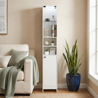 Tall Bathroom Cabinet with Lights & Press-to-Open Door