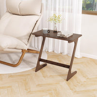 Giantex Bamboo Sofa Side Table, Z-Shaped End Table W/Spacious Tabletop
