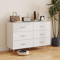 6 Drawer Dresser with Anti-Toppling Device and Modern TV Stand