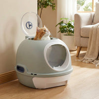 Cat Litter Box with Lid, Helicopter Style Fully Enclosed Cat Toilet