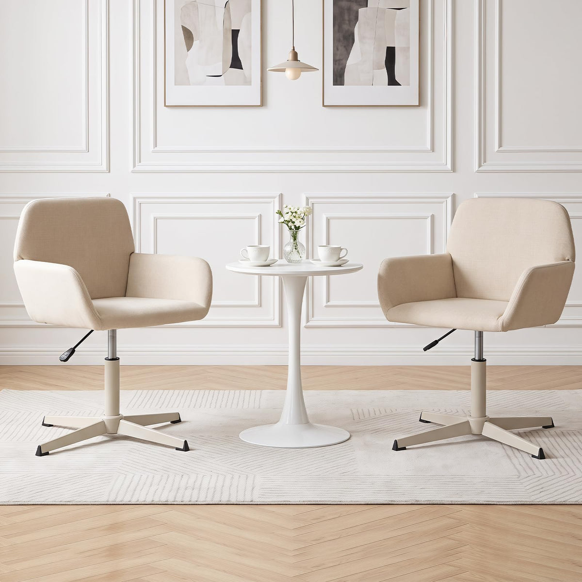 Giantex Vanity Chair with Back, 360° Swivel Armchair w/Adjustable Height