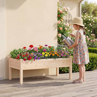 Wooden Raised Garden Bed with Legs, Natural Fir Wood Elevated Planter Box