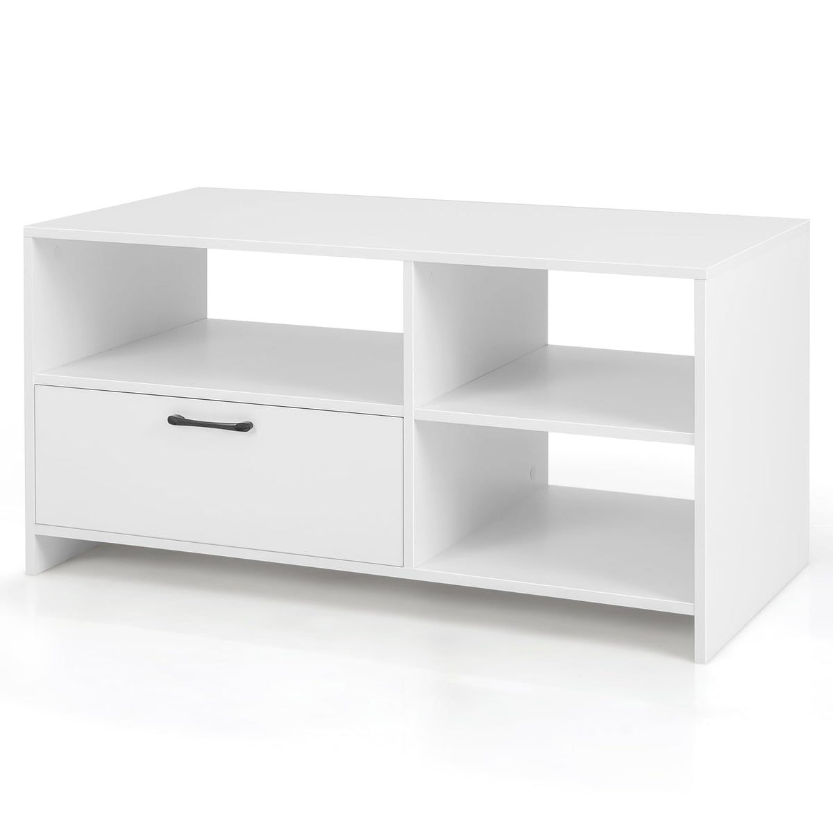 Giantex TV Stand for TVs up to 50", Modern Media Console Table w/ 3 Open Compartments & 1 Storage Drawer