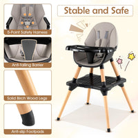 Convertible Table Chair Set w/Building Block Table, Safety Harness, Removable Tray