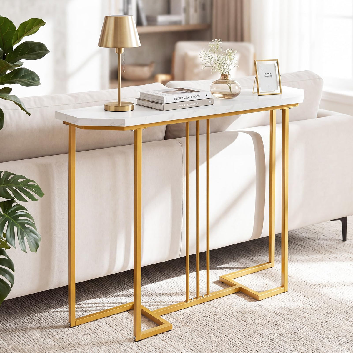 Giantex Modern Gold Console Table, 110 CM Narrow Entryway Table
