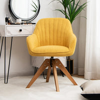 Giantex Modern Swivel Accent Chair, Dining Chair Upholstered Armchair w/Beech Wood Legs