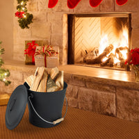 Fireplace Ash Can with Handle Gloves and Tools for Wood Burning Stoves