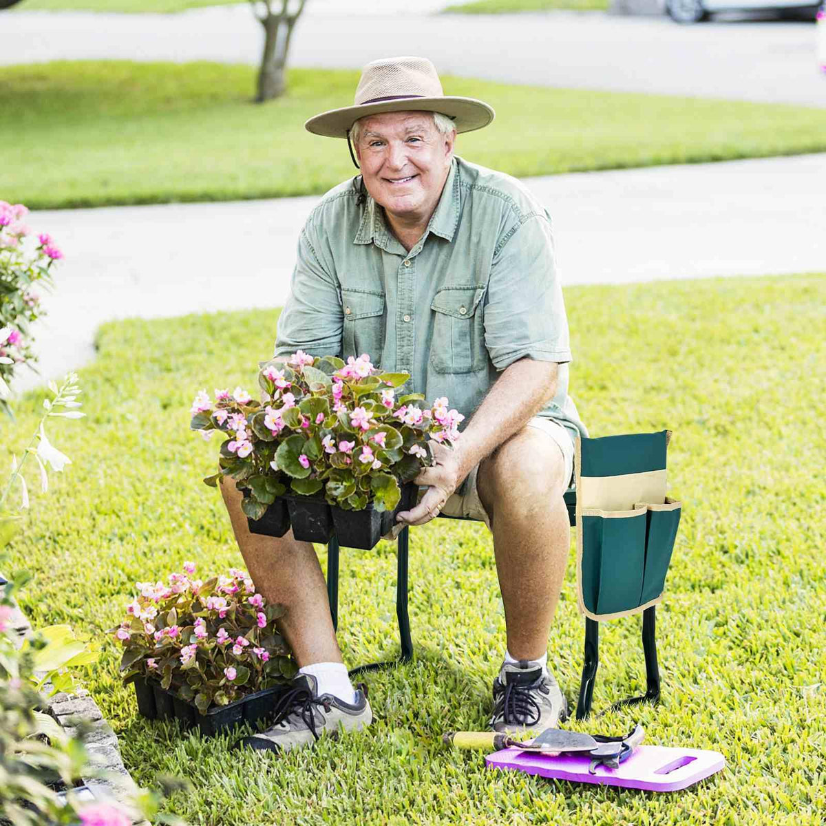 2-in-1 Portable & Foldable Kneeler & Seat Heavy-Duty Garden Tool for Seniors