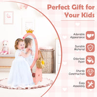 Kids Freestanding Dressing Mirror with 360° Rotatable Design-Pink