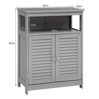 Bathroom Floor Cabinet, Wooden Storage Cabinet with Double Shutter Door & Adjustable Shelf