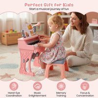 Mini Keyboard Piano for Kids 25 Keys Electric Piano with Stool Music Stand and Microphone